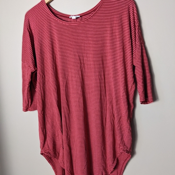 Anthropologie Floreat pink and red stripe 3/4 sleeve tunic top size small - Picture 2 of 5